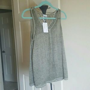 NWT Green Gray strappy back "burnout" style tank